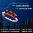 thumbnail image 2 of Gem Stone King 18K Rose Gold Plated Silver Red Garnet Engagement Ring for Women | 1.65 Cttw | Round 5MM | Gemstone January Birthstone | Size 7, 2 of 6
