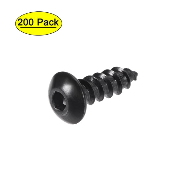 Uxcell Hex Socket Self Tapping Screws, M5 x 16mm Carbon Steel Wood Screw 200 Pack