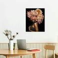 thumbnail image 2 of Nawypu African American Wall Art Pink Flower on Black Women Head Vintage Canvas Art Paintings Modern Abstract Girl Picture Home Wall Decor for Bedroom Living Room, Framed Ready to Hang, 2 of 4