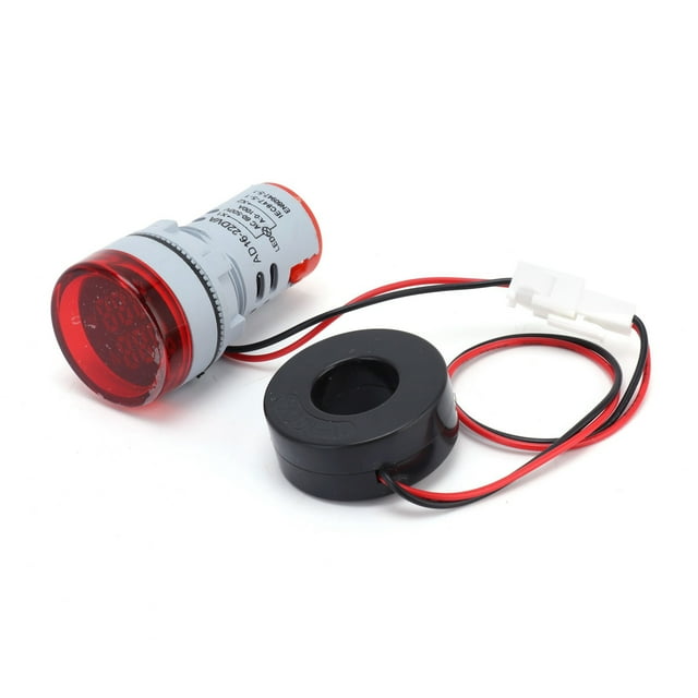 Current Indicator, 60~500V AC 0~99.9A Indicator Light Round for Industrial Control Components for Current Red,Green,Blue,White,Yellow