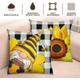 thumbnail image 4 of Sunflower Pillow Covers 18x18 Set of 2 Farmhouse Buffalo Plaid Bee Gnome Yellow Floral Throw Pillow Cover Spring Summer Flower Decorative Pillow Cases for Sofa Chair Patio Bed Couch, 4 of 6