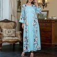 thumbnail image 3 of Funicet Robe Longue pour Femmes Été, Robe à Manches Longues, Mode Décontractée Imprimée à Manches Longues Col Rond Robe Cheville, Robe d'Été Décontractée pour Femmes, Robe à Manches 3/4 pour Femmes, 3 of 7