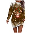 thumbnail image 1 of Wyzesi Robes Longues pour Femmes Formelles Automne Robe Chandail de Noël Imprimée Col Rond Manches Longues Ample Sans Capuche Robe Décontractée Robes de Soirée pour Femmes avec Manches, 1 of 5