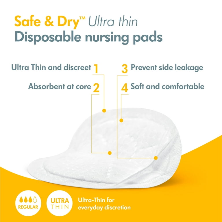  Medela Safe & Dry Ultra Thin Disposable Nursing Pads, 30 Count  Breast Pads for Breastfeeding, Leakproof Design, Slender and Contoured for  Optimal Fit and Discretion : Baby