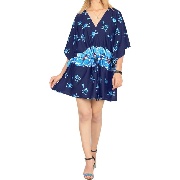 HAPPY BAY Women's Halloween Costumes Beachwear Summer Cover Ups for Swimwear Caribbean Pirates Dress Bathing Suit Swimsuit Coverups for Women 3X-4X Skull Crossbones, Blue