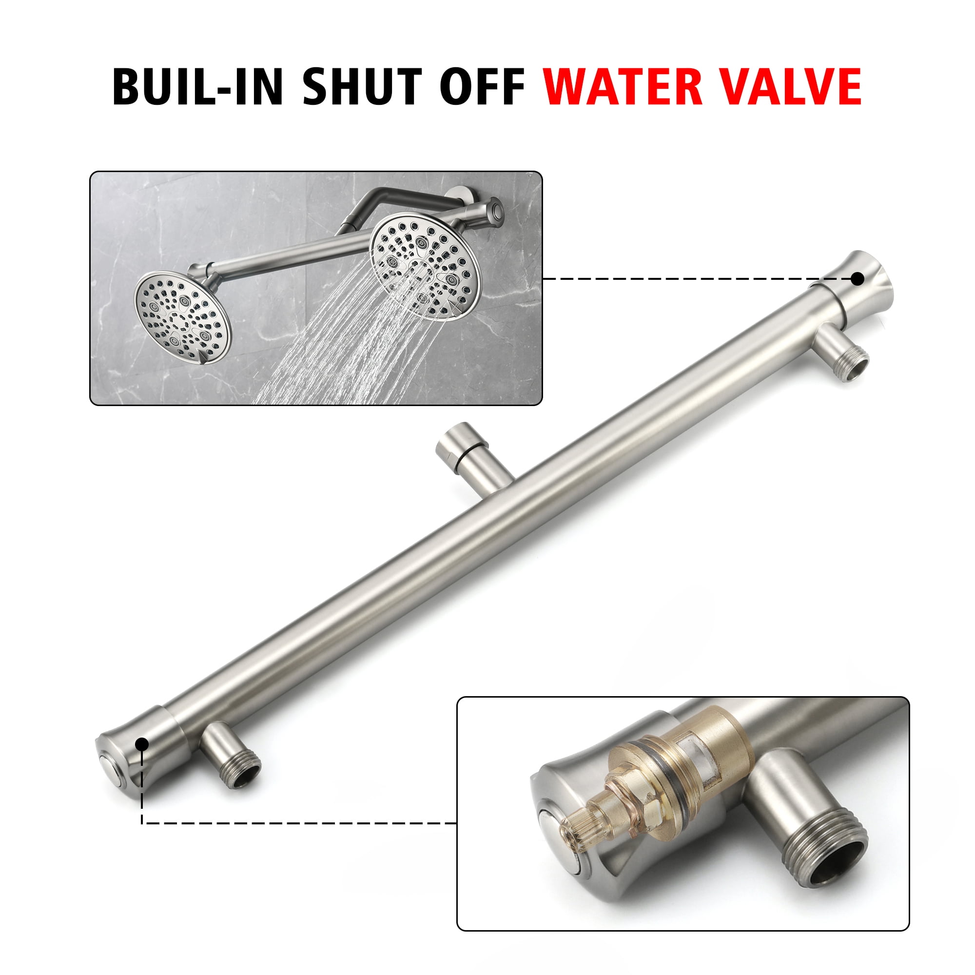 sumerain Dual Showerhead and Shower Arm Kit for Couples, 6 Spray Settings, Easy for Remodel&Retrofit, Brushed Nickel Finish
