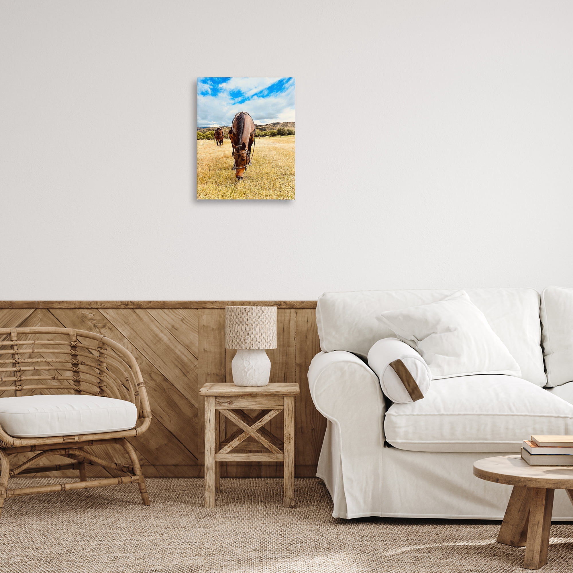 Stupell Industries Grazing Horses Pasture Animals Photography Wrapped Canvas Art Print Wall Art, 16 x 20
