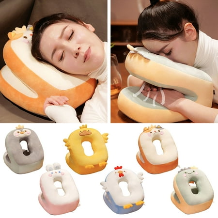 

harmtty Nap Pillow Soft Breathable Comfortable Touch Hidden Zipper Cute Duck Shape Lunch Break Neck Support Cushion Dinosaur