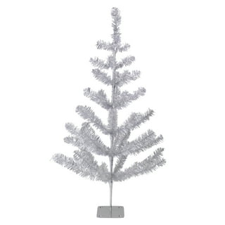 Northlight 4' Holographic Silver Tinsel Slim Artificial Christmas Tree -  Unlit