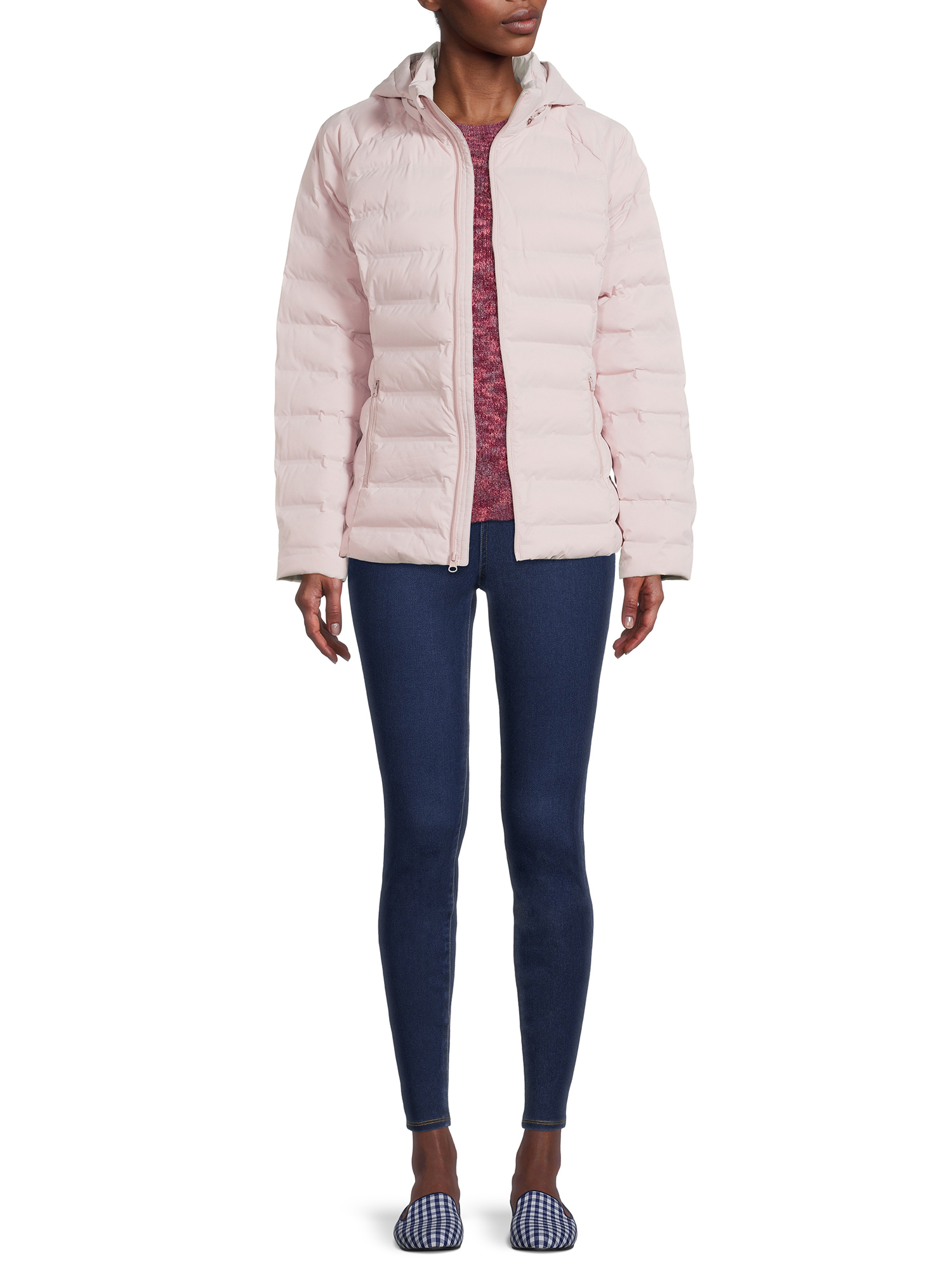 Time and Tru Women's and Plus Packable Stretch Zip Up Puffer Jacket - image 2 of 5