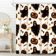 thumbnail image 3 of Halloween Shower Curtain Funny Cute Ghost Evil Pumpkins Cartoon Pattern Shower Curtain Halloween Bathroom Set Waterproof Bath Decoration Accessories Home Decor, 72x72 Inch, 3 of 6