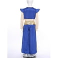 thumbnail image 6 of renvena Boys Halloween Costume Arabian Prince Cosplay Outfits 2pcs Ruffle Sleeve Tops And Metallic Belt Pants Suit Royal Blue 12, 6 of 7