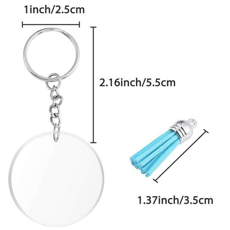 Tinysome Acrylic Keychain Blanks Clear Acrylic Circle Discs with Hole Tassles Keychain, Women's, Size: One size, Silver