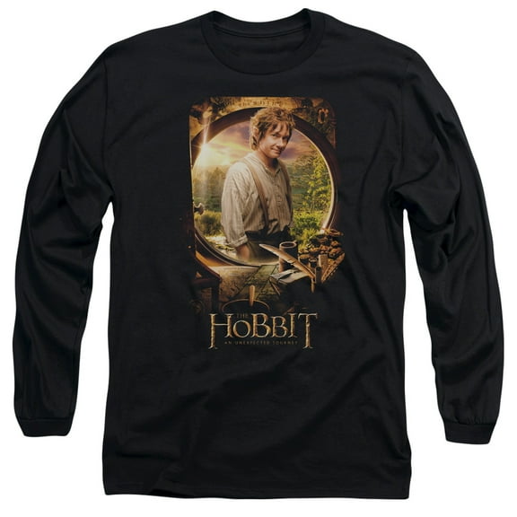 The Hobbit Bilbo Poster Long Sleeve Adult 18/1 T-Shirt Black