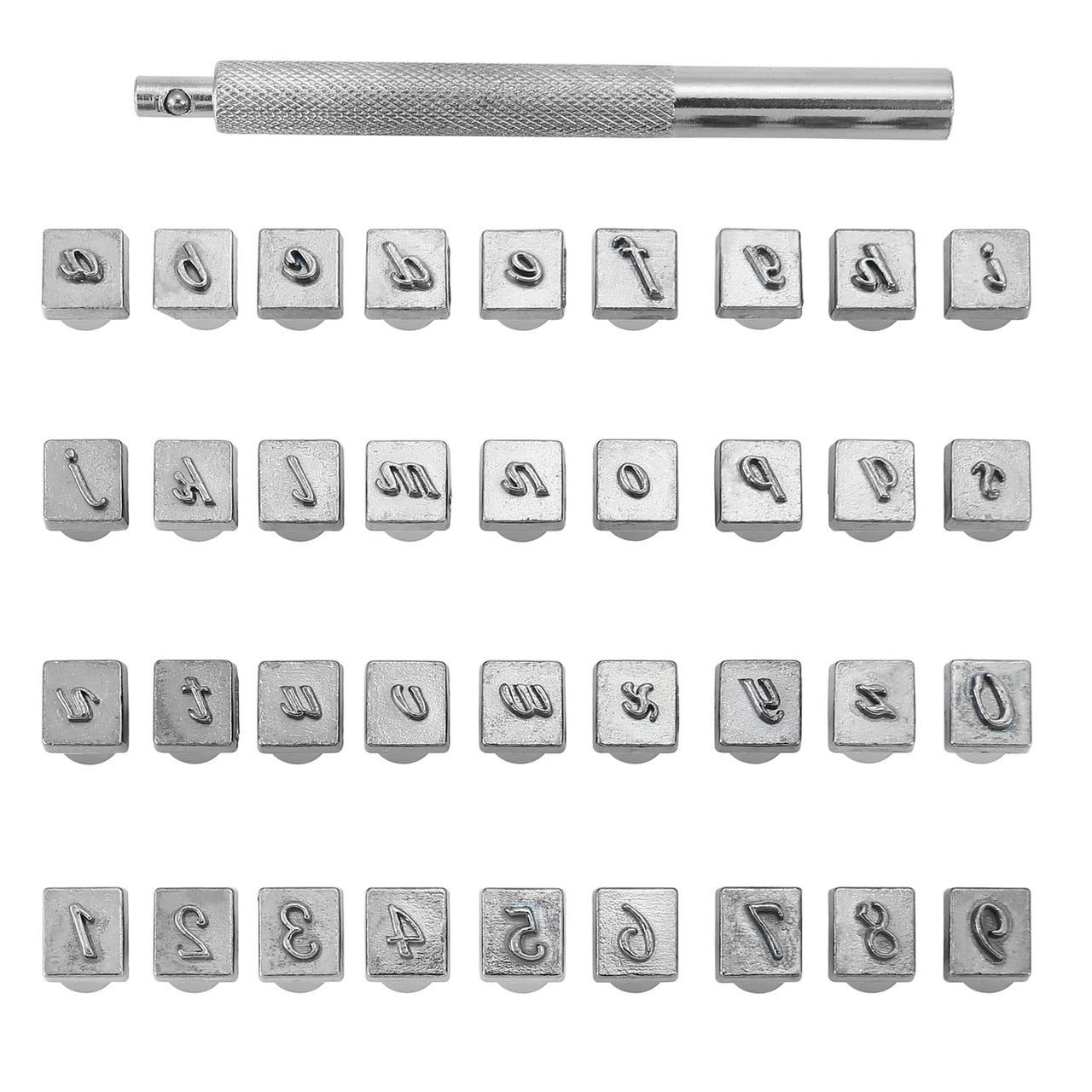 37Pcs Leather Stamping Tool Set 09 Numbers 6mm, AZ Lowercase Letters
