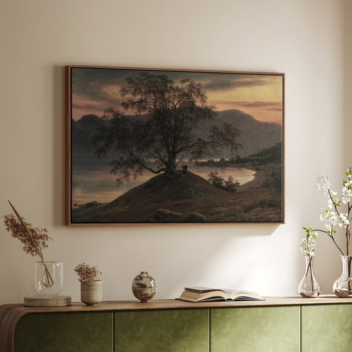Vintage Landscape-CCCXII By Wexford Home Framed in Walnut Wood Gallery Wrapped Canvas 17 in. x 25 in.