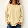 thumbnail image 2 of Women's Casual Long Sleeve Pullover Sweatshirt Solid Color Crew Neck Loose Fit Basic Oversized Hoodie Fall Winter Clothes Fleece Lined Cozy Comfortable Top, 2 of 7