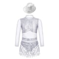 thumbnail image 2 of iiniim Kids Girls Jazz Tango Dance leotard Outfit Long Sleeve Sparkle Sequins Tassles Hollow Back Silver 8, 2 of 6