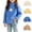 Blue, variant on Spazoro Girls Fleece Mock Neck Long Sleeve T-Shirts, Stretchy Long Sleeve Panda Print Loose Fit Warm Casual Pullover Tops Tee for Fall Layering Blue Size 5-6