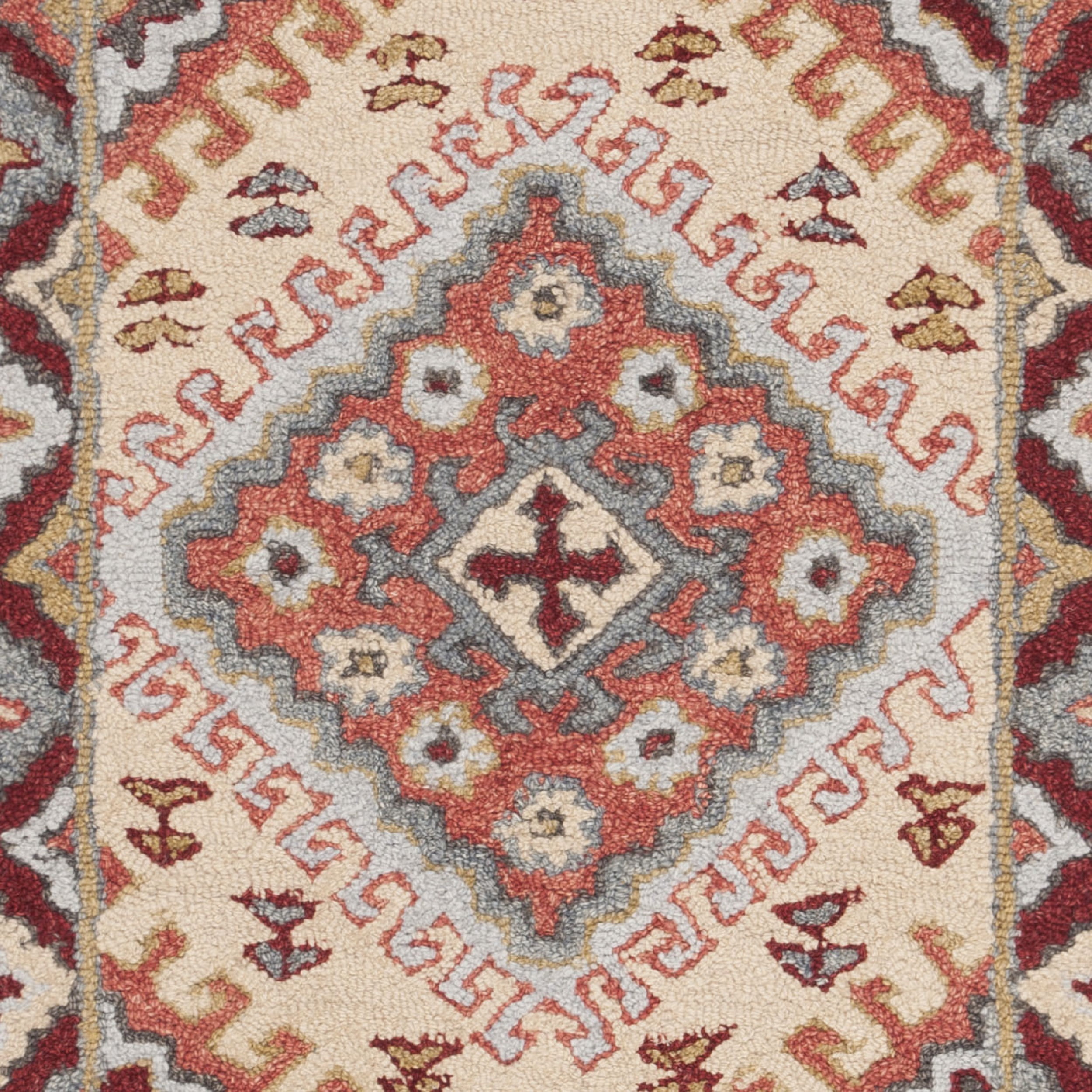 SAFAVIEH Aspen Collection APN801Q Handmade Red/Ivory Rug