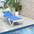 thumbnail image 2 of Outsunny Outdoor Chaise Lounge Chair, Patio Aluminum Tanning Chair with 5-Level Adjustable Back, Portable Wheels, Breathable Mesh Fabric, for Pool, Deck,  Garden, Blue, 2 of 10