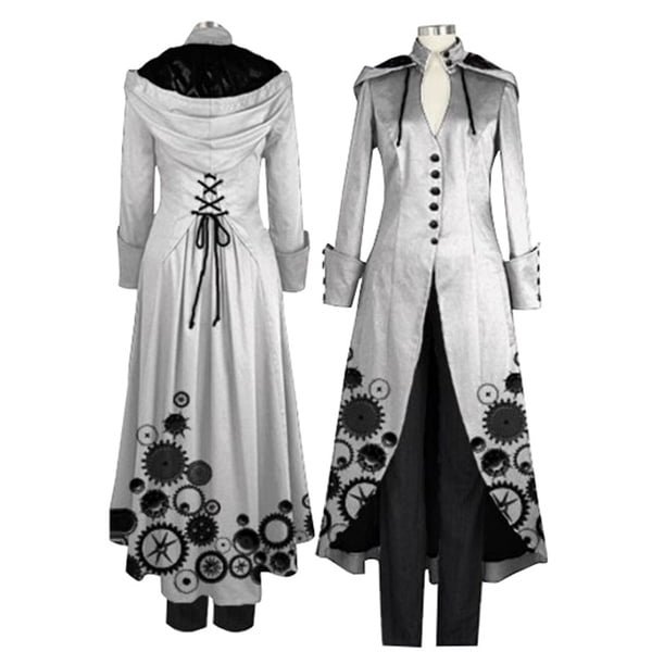 Victorian Gothic Black Steampunk, Goth Trench Coat Womens