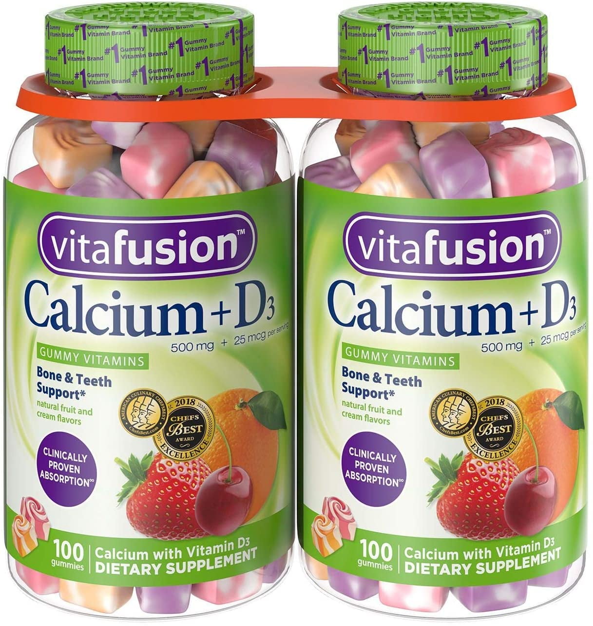 Vitafusion Multivitamins for Adults Calcium Gummies, 500 mg (200 Ct