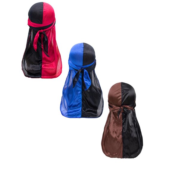 2/3/4Pcs Tone Headscarf Cap Durag Long Tail Elastic Cap Hair Wrap 360 Waves Doo Rag for Men Women Braids Hair Protection