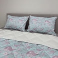 thumbnail image 2 of Nautical Comforter & Sham Bedding Set, Underwater Life Mermaid and Sea Animals, 3 pcs Duvet Set Microfiber Filling Quilt, 5 Sizes, Pale Blue Grey Pink, by Ambesonne, 2 of 4