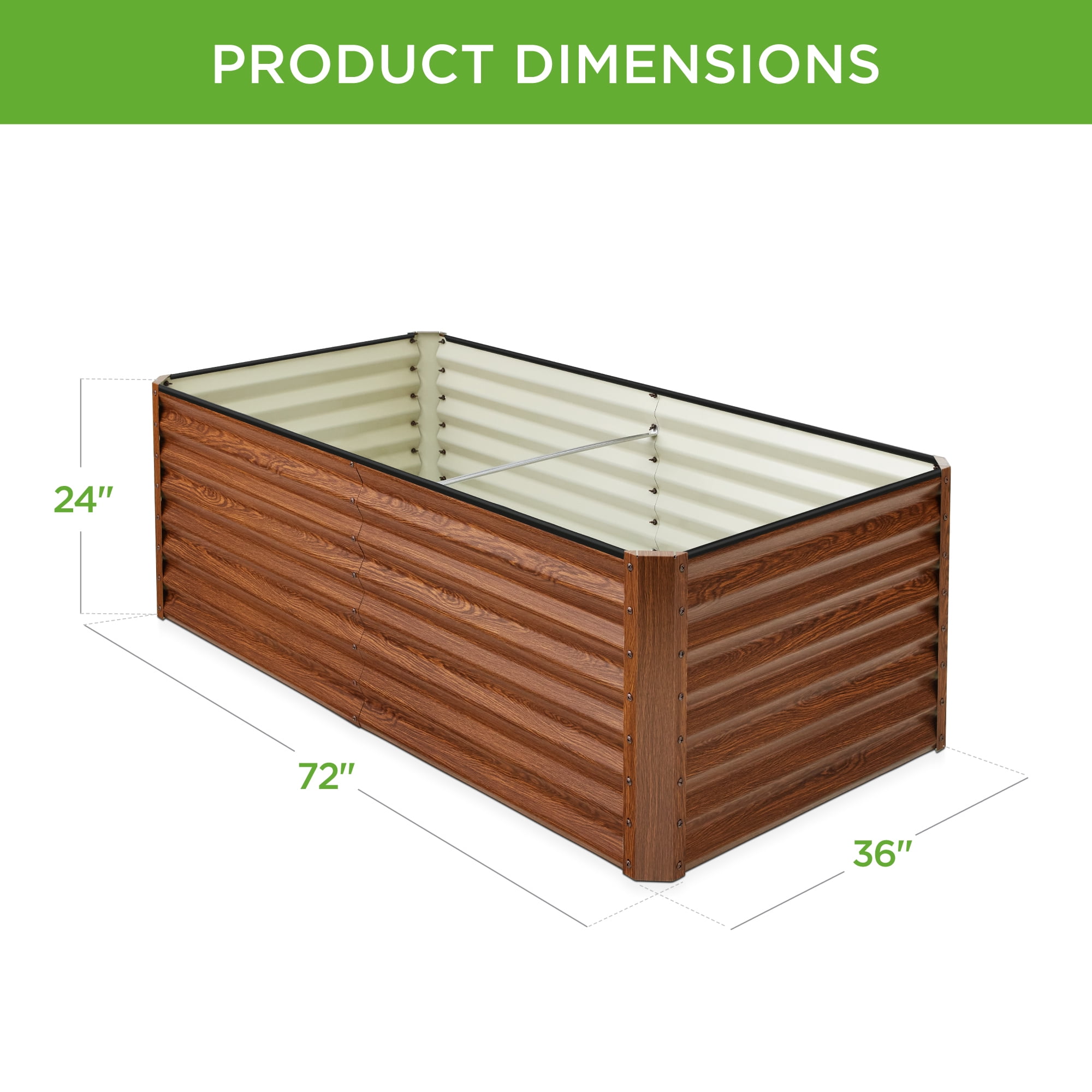 Best Choice Products 6x3x2ft Outdoor Metal Raised Garden Bed for Vegetables Flowers Herbs - Rustic Wood