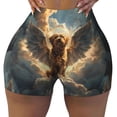 thumbnail image 2 of Logiee Cloud Rainbow Winged Dog Print Women's Biker Shorts,Workout Gym Shorts,Scrunch Shorts,Tummy Control Hidden Scrunch Running Yoga Shorts-XX-Large, 2 of 8