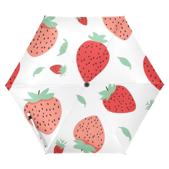 ALAZA Cute Strawberry UPF 50  Compact Folding Umbrella for Rain Travel Umbrella Packable