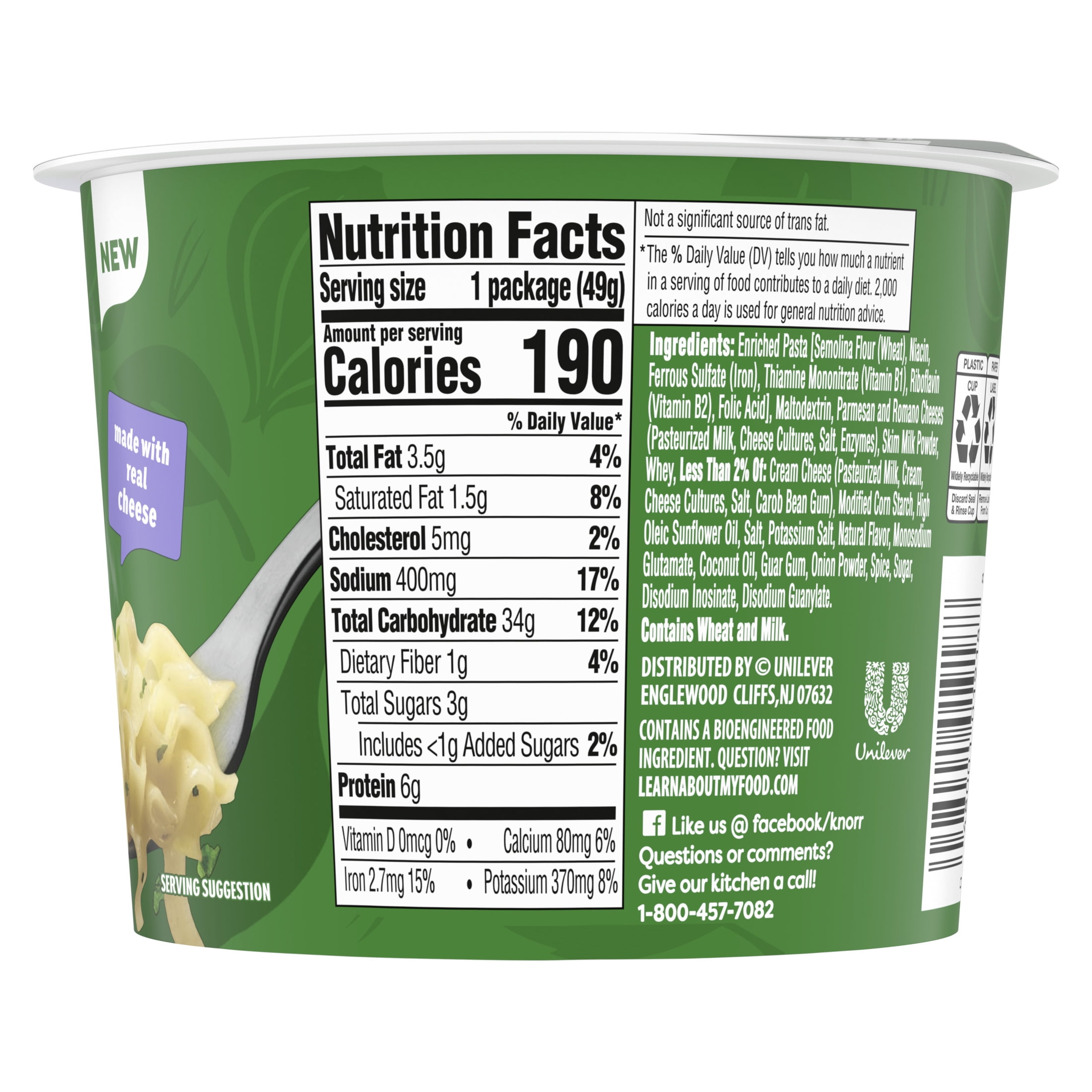 Knorr Sides Creamy Alfredo Pasta Cup 1.7oz, Made With Real Cheese