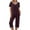 1# Wine my orders placed, variant on Dyegold Women's Pajama Sets Two Pieces Lounge Set Solid Color /Printed Short Sleeve Tops Capris With Pockets Loungewear Set