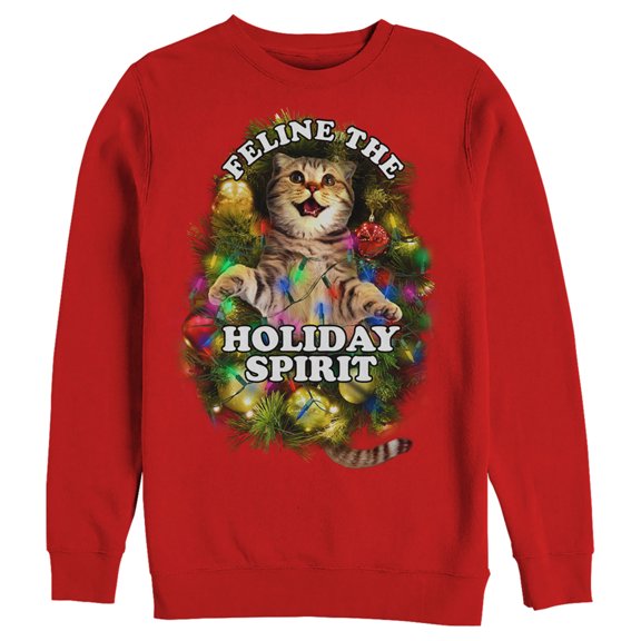 Men's Lost Gods Feline the Spirit Sweatshirt Red Large