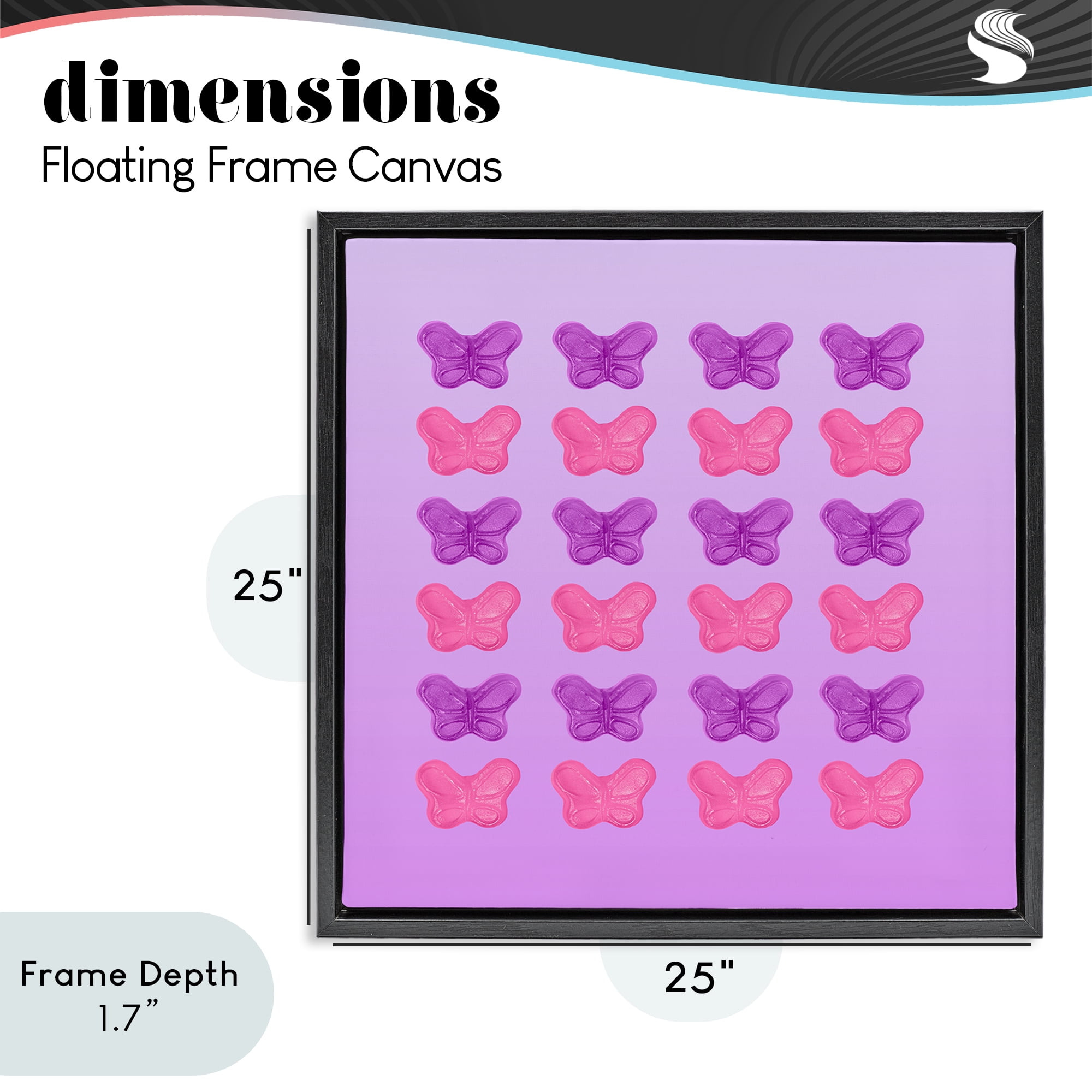 Stupell Industries Purple & Pink Butterfly Candies Black Framed Floater Canvas Wall Art, design by LISH Creative