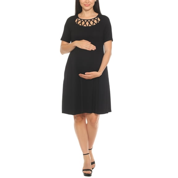 White Mark Maternity Crisscross Neckline Dress with Pockets, Women's, S-3X
