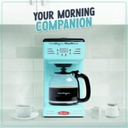 Nostalgia Retro Coffee Maker, 12-Cup Programmable Vintage Coffee Machine with Anti-Drip Carafe, Aqua