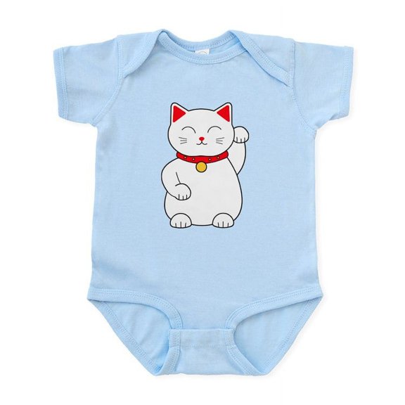 CafePress - White Lucky Cat Left Arm Raised Infant Bodysuit - Baby Light Bodysuit, Size Newborn - 24 Months