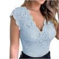 thumbnail image 1 of RKSTN Womens Tops Lace Cutout Plus Size Fashionable Sleeveless Solid Color V Neck Fitted Versatile Unlined Tank Tops Spring Summer Outdoor Wear Style, 1 of 5