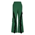 thumbnail image 4 of BiZtdJrK Womens Gothic Flare Pants Lace Trim Bell Bottom High Waist Trousers Solid Color Disco Legging Outfit Clubwear, Green, S, 4 of 10