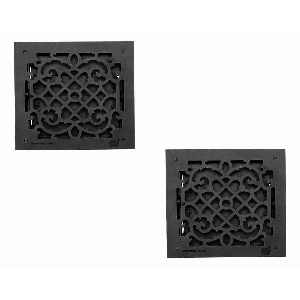 2 Floor Heat Register Louver Vent Victorian Cast 12 x 12 Duct