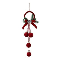 Nordic Christmas Bell Ornaments - Red Flocked Hanging Bells with Bow & Santa Design for Christmas Tree Decorations, Indoor Outdoor Festival Party Decor