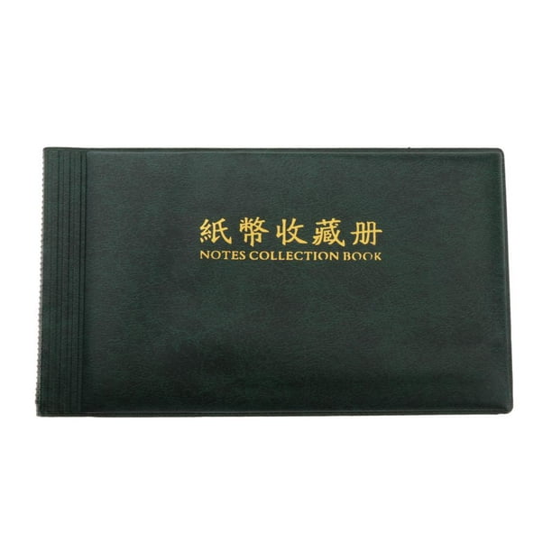 Álbum de colección de billetes Zulema de cuero verde 20 páginas 40