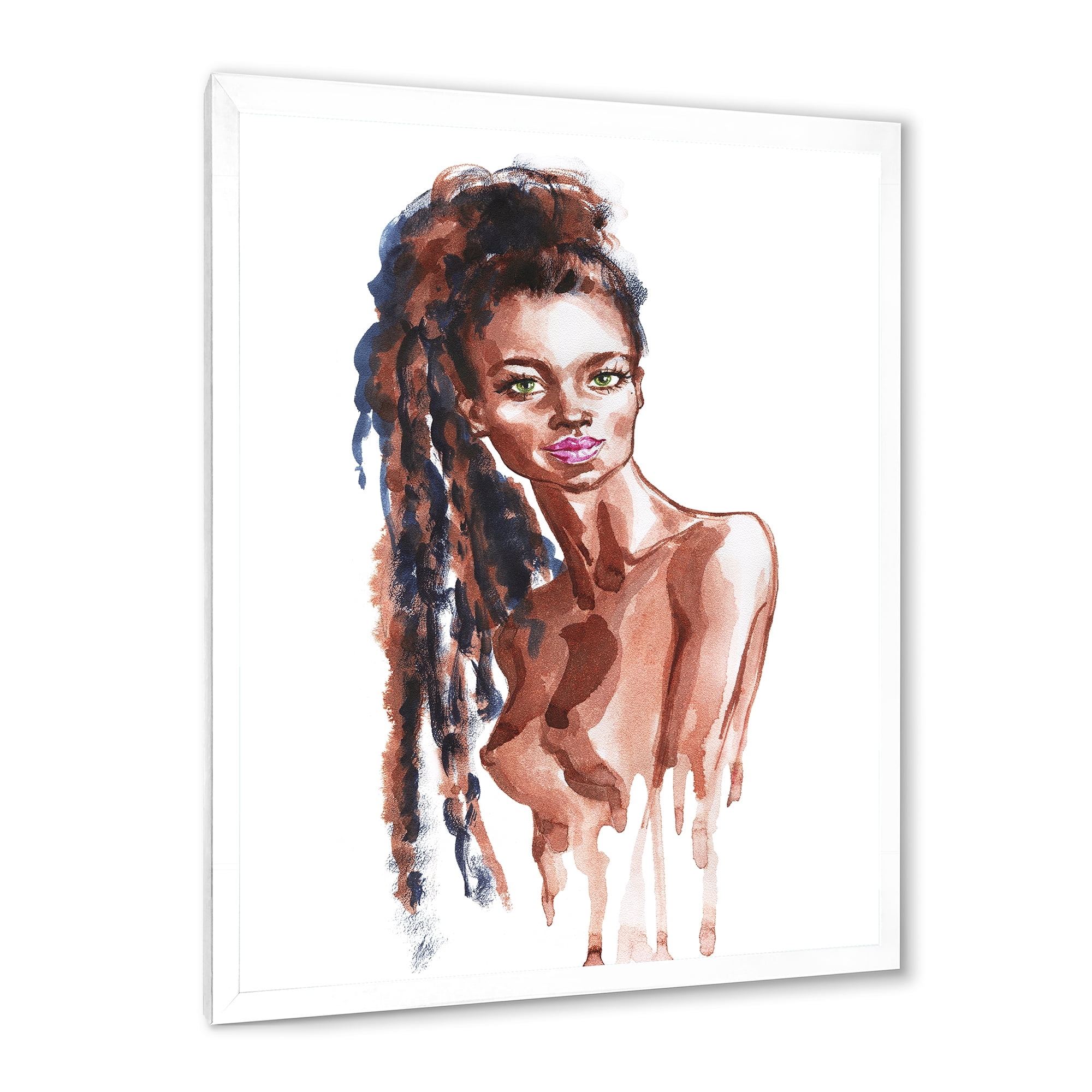 Designart 'Portrait of Afro American Woman VIII' Modern Framed Art Print