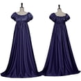 thumbnail image 3 of Oksale Empire Waist Gown Dresses for Women Formal Floor Length Evening Dress Elegant Puff Sleeve Gowns Renaissance Medieval Maxi Dresses Off the Shoulder Victorian Dress Dark Blue, 3 of 9
