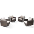thumbnail image 3 of Gymojoy 4 Pieces Outdoor 360° Swivel Rocker Patio Chairs, Patio Swivel Rocking Glider Chairs Set of 4, PE Wicker Swivel Rocking Furniture Set, Brown Beige, 3 of 9