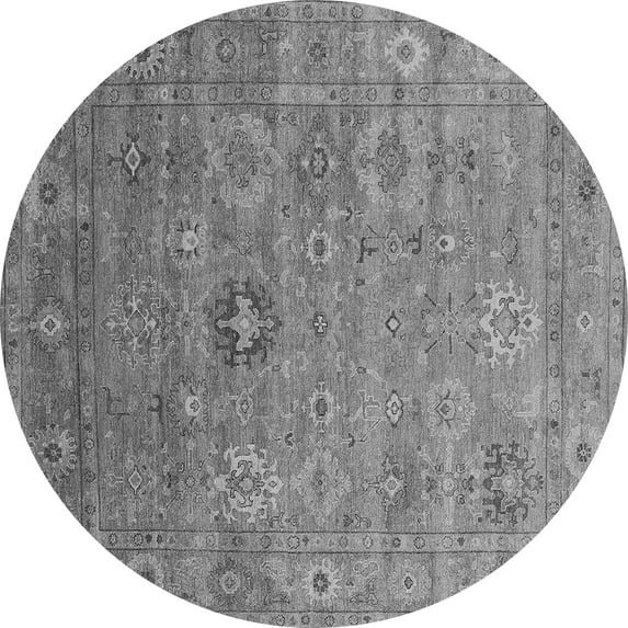 Ahgly Company Indoor Round Oriental Gray Industrial Area Rugs, 8' Round