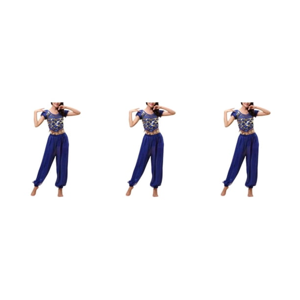 Minnieouse Pantalones de danza del vientre indio baile con cordones en la espalda conjunto de traje profesional Sexy traje de baile para mujer Type1 NO1