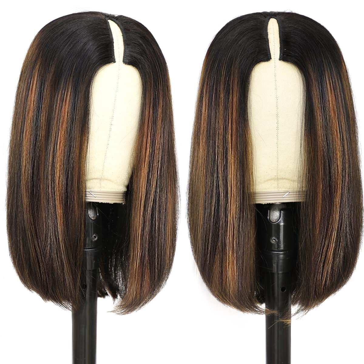 Brazilianisches Echthaar V-Part Perücke – Short Bob, 10 Zoll, 150% Dichte, Natürlich & Einfach Anzulegen
